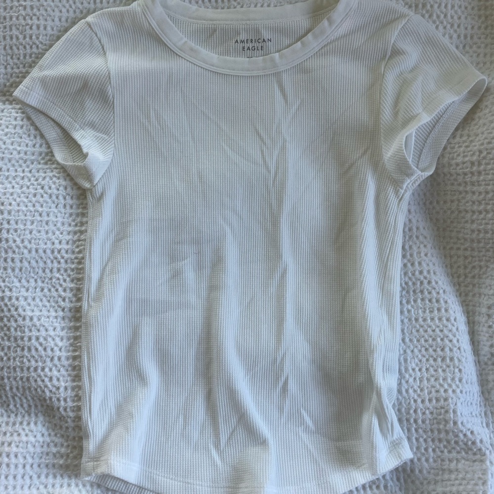 American Eagle Kids White Ribbed T-Shirt